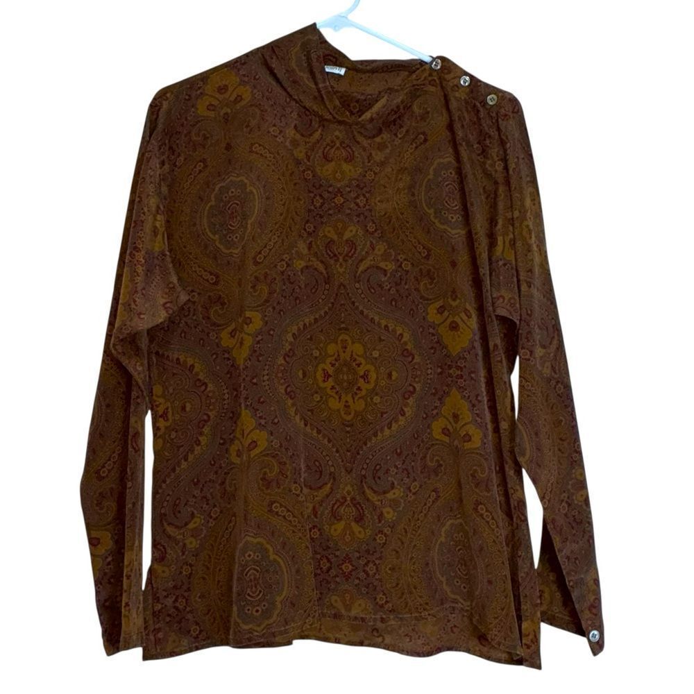 Vintage Calvin Klein 100% Silk Paisley Blouse Size 10